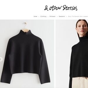 & other stories turtleneck knit sweater - black, size XS